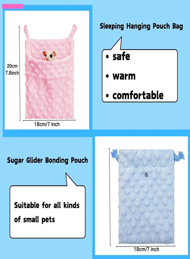 TTMIMIK 2 Pcs Sugar Glider Warm Bonding Sleeping Pouch Small Pet Cotton Hanging Comfortable Nest Bed for Sugar Glider, Hamster, Gerbil, Mouse, Pet Accessory (Pink+Blue) - Image 2